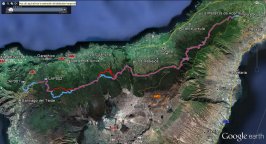 Trazado superbike marathon isla de Tenerife 2012 en azul y 2013 en rojo